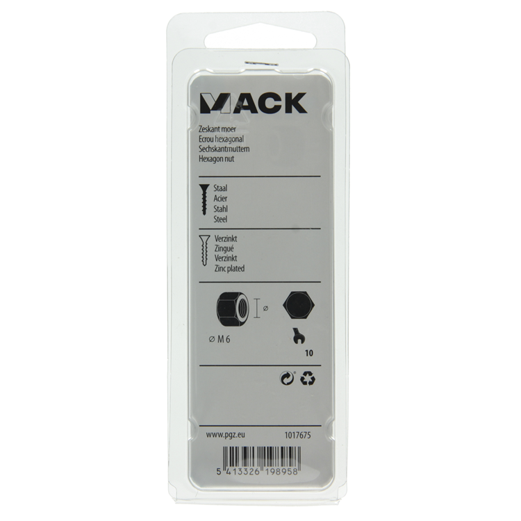 Mack 1017675 - zeskant moer staal verzinkt 30 st m 6 | 10 stuks