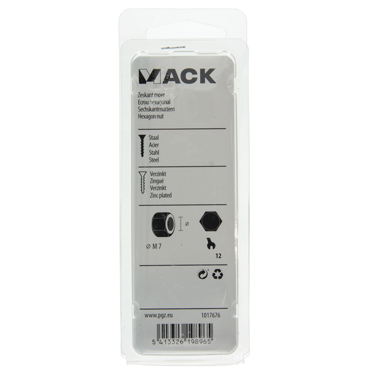 Mack 1017676 - zeskant moer staal verzinkt 20 st m 7 | 10 stuks