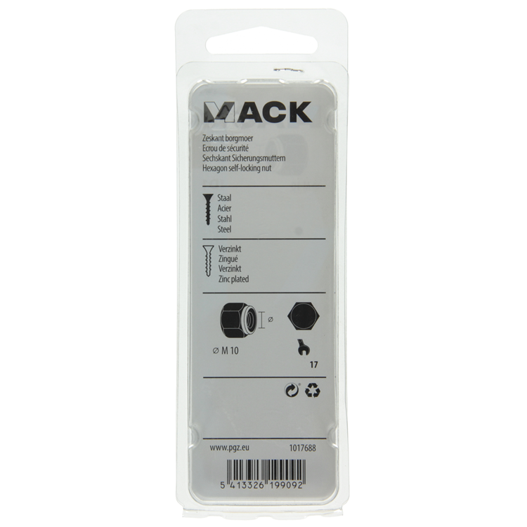 Mack 1017688 - zeskant borgmoer staal verzinkt 6 st m10 | 10 stuks