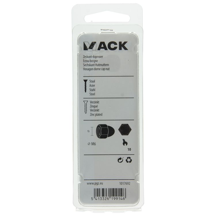 Mack 1017692 - zeskant dopmoer staal verzinkt7 st m6 | 10 stuks