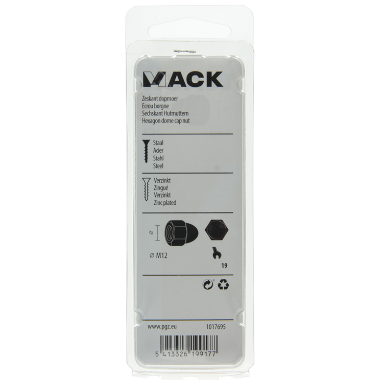 Mack 1017695 - zeskant dopmoer staal verzinkt2 st m12 | 10 stuks