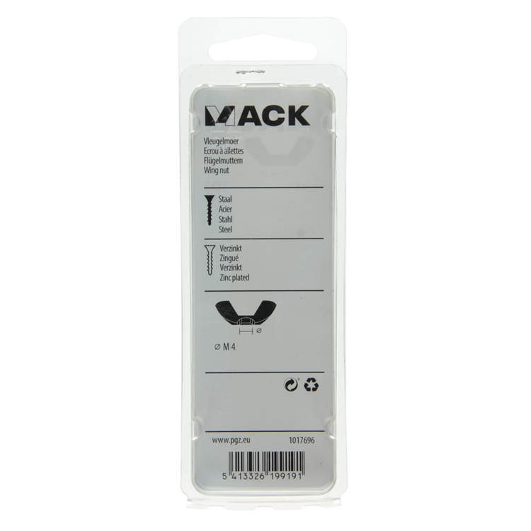 Mack 1017696 - vleugelmoer staal verzinkt 6 st m4 | 10 stuks