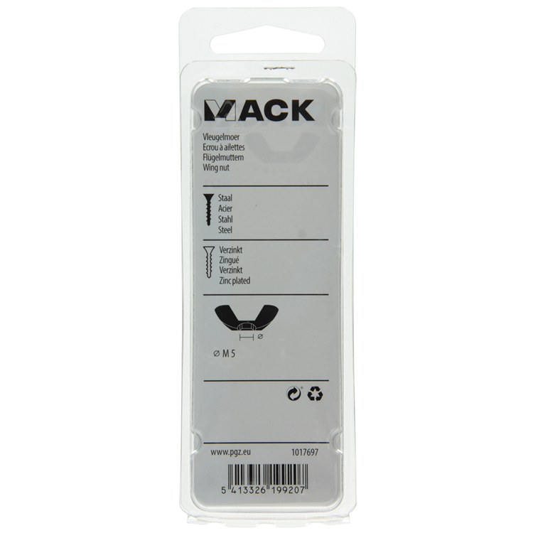 Mack 1017697 - vleugelmoer staal verzinkt 6 st m5 | 10 stuks
