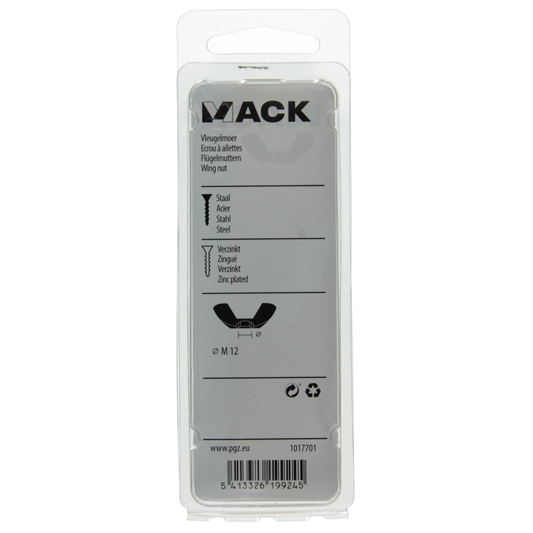 Mack 1017701 - vleugelmoer staal verzinkt 2 st m12 | 5 stuks