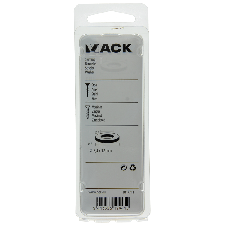 Mack 1017714 - sluitring staal verzinkt 40 st 6,4 x 12 mm | 10 stuks
