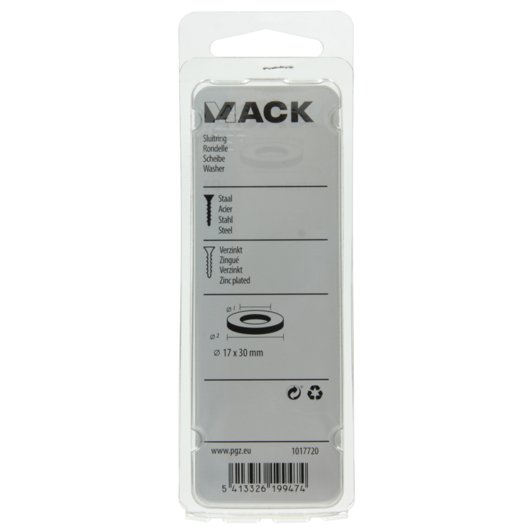 Mack 1017720 - sluitring staal verzinkt 6 st 17 x 30 mm | 10 stuks
