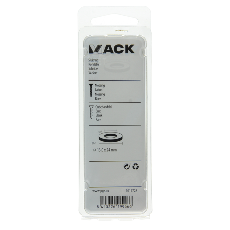 Mack 1017728 - sluitring messing 2 st 13,0 x 24 mm | 10 stuks