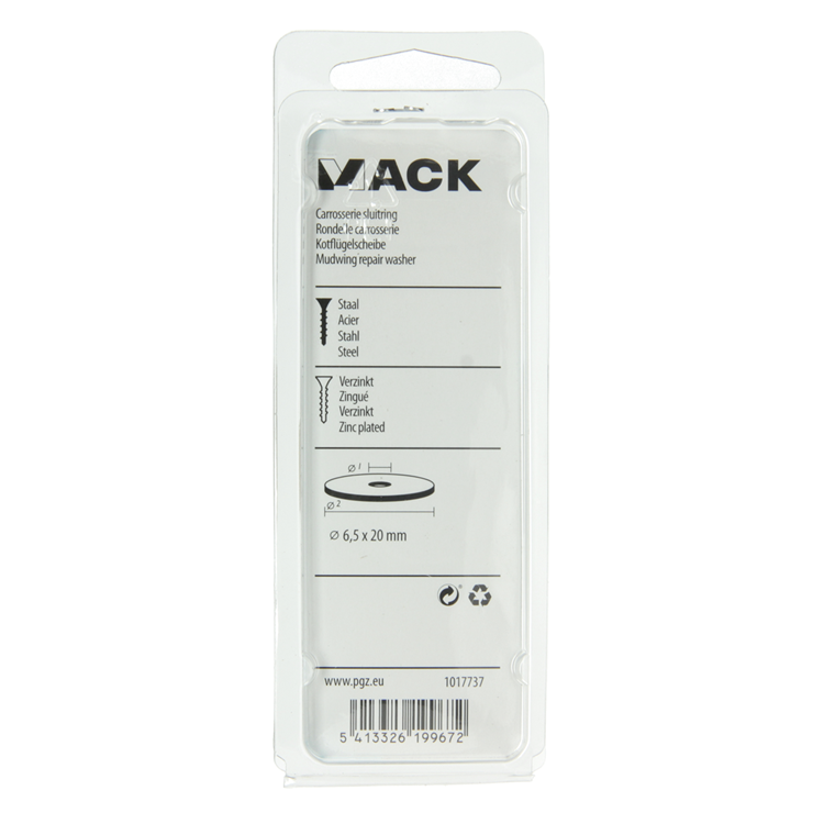 Mack 1017737 - carrosserie sluitring verzinkt22 st 6,5 x 20 mm | 10 stuks