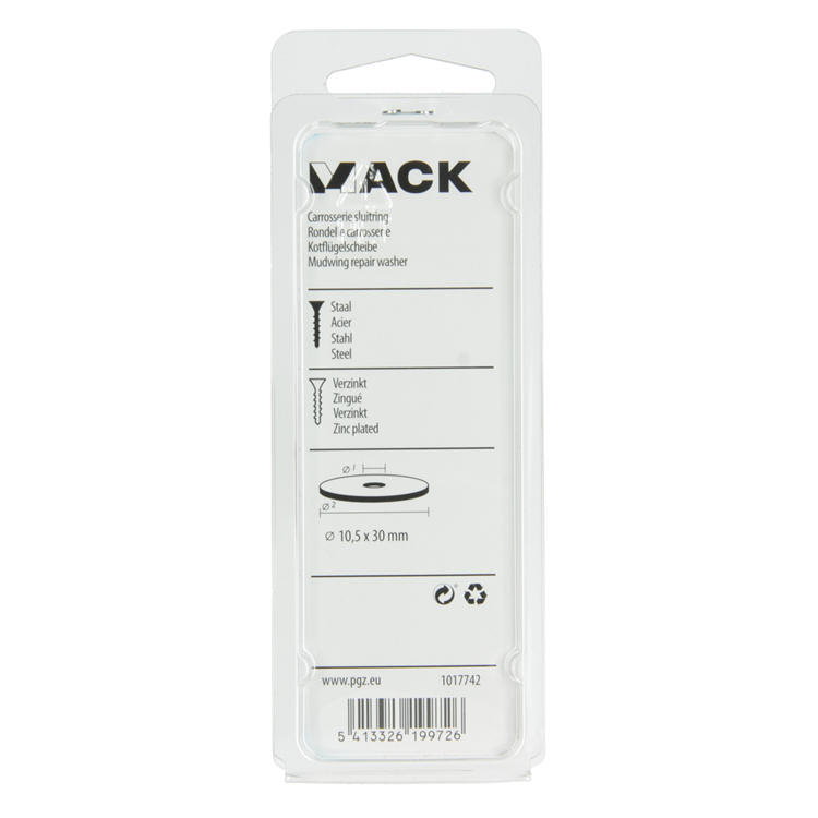 Mack 1017742 - carrosserie sluitring verzinkt12 st 10,5 x 30 mm | 10 stuks