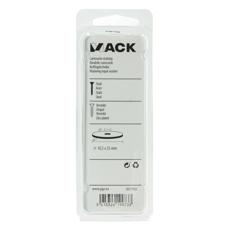 Mack 1017743 - carrosserie sluitring verzinkt8 st 10,5 x 35 mm | 10 stuks