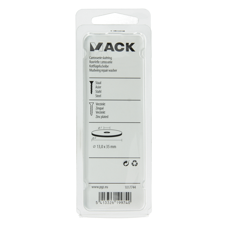 Mack 1017744 - carrosserie sluitring verzinkt8 st 13,0 x 35 mm | 10 stuks