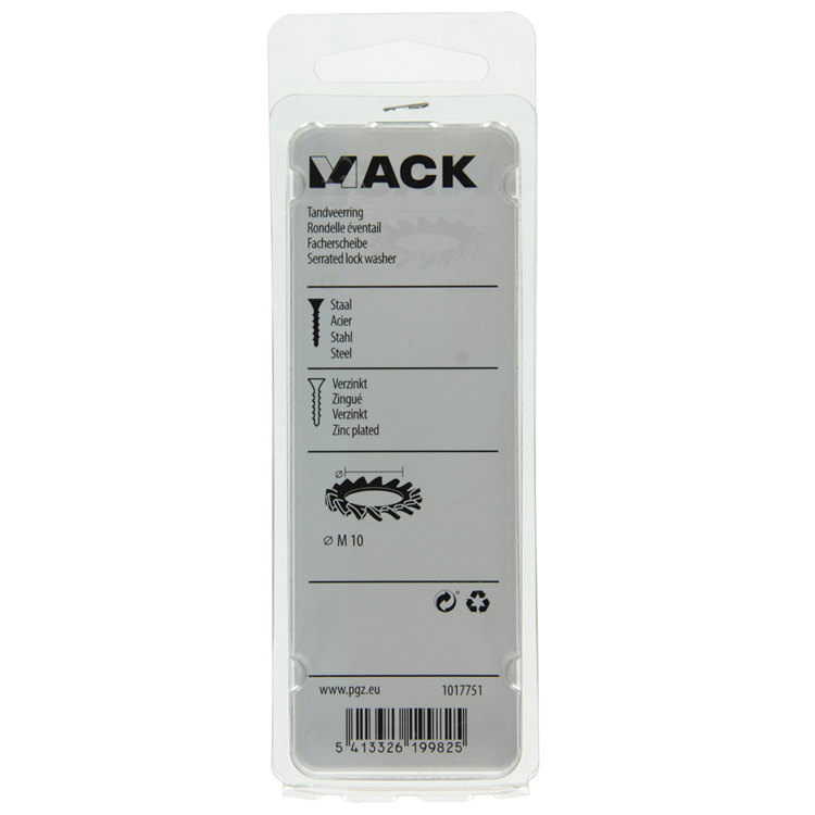 Mack 1017751 - tandveerring staal verzinkt 10 st m10 | 10 stuks