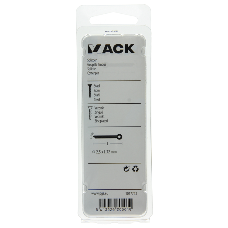 Mack 1017763 - splitpen staal verzinkt 18 st 2,5 x 32 mm | 10 stuks