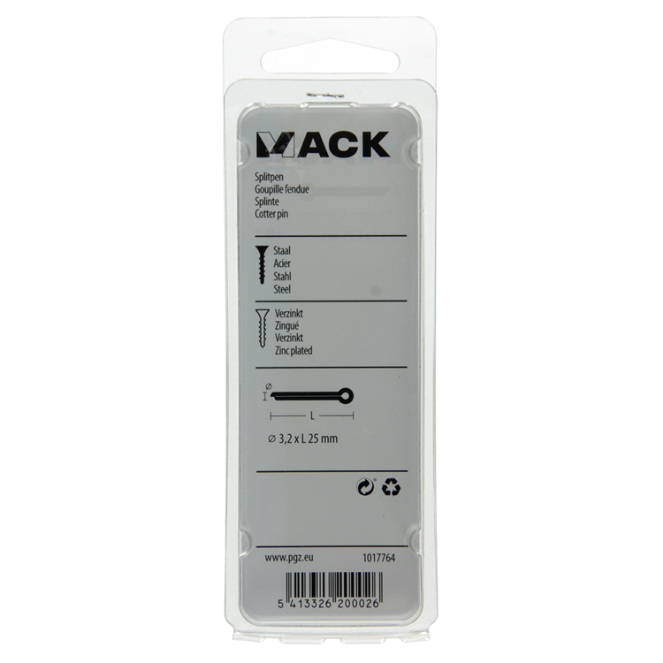 Mack 1017764 - splitpen staal verzinkt 16 st 3,2 x 25 mm | 10 stuks