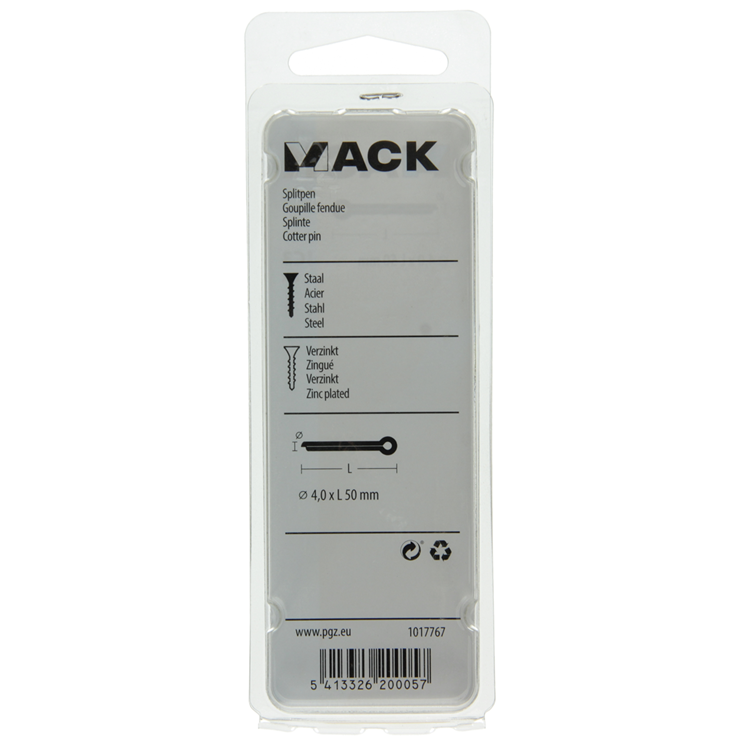Mack 1017767 - splitpen staal verzinkt 8 st 4,0 x 50 mm | 10 stuks