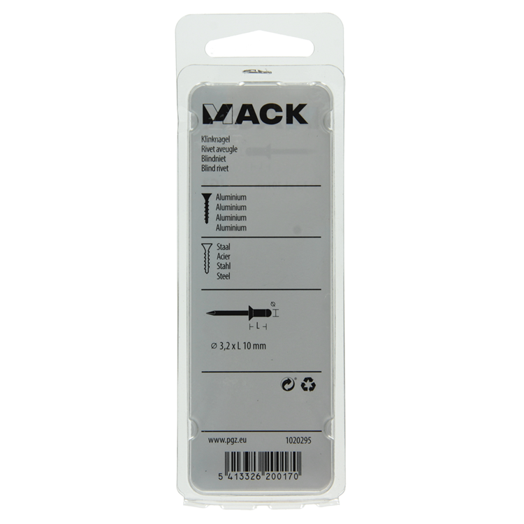 Mack 1020295 - 36 blindnieten alu 3,2x10mm | 10 stuks