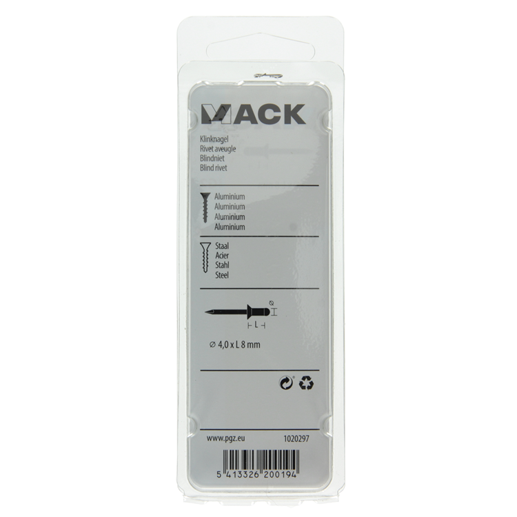 Mack 1020297 - 37 blindnieten alu 4,0x8mm | 5 stuks