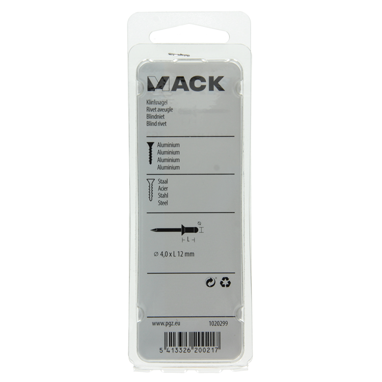 Mack 1020299 - 28 blindnieten alu 4,0x12mm | 5 stuks