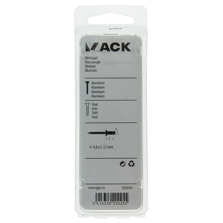 Mack 1020303 - 23 blindnieten alu 4,8x12mm | 5 stuks