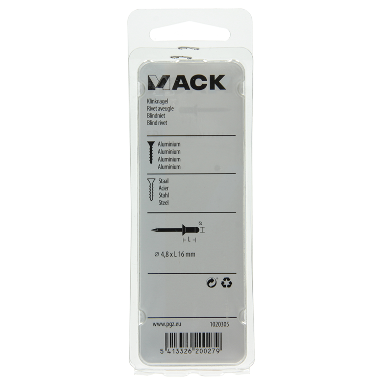 Mack 1020305 - 18 blindnieten alu 4,8x16mm | 5 stuks