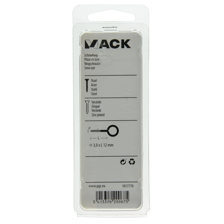Mack 1017770 - schroefoog staal verzinkt 15st 3,0 x 12 mm | 10 stuks