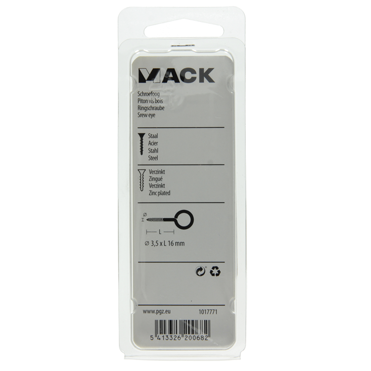 Mack 1017771 - schroefoog staal verzinkt 12st 3,5 x 16 mm | 10 stuks