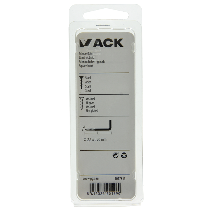 Mack 1017815 - schroefduim staal verzinkt 20 st 2,5 x 20 mm | 10 stuks