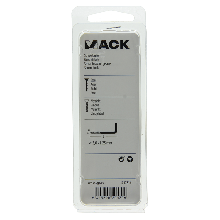 Mack 1017816 - schroefduim staal verzinkt 18st 3,0 x 25 mm | 10 stuks