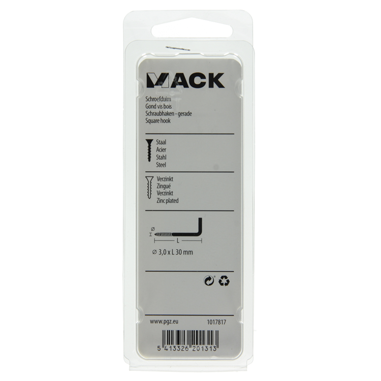 Mack 1017817 - schroefduim staal verzinkt 16st 3,0 x 30 mm | 10 stuks