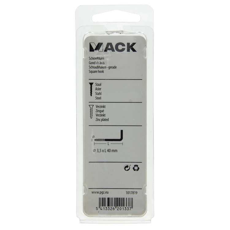 Mack 1017819 - schroefduim staal verzinkt 10 st 3,5 x 40 mm | 10 stuks