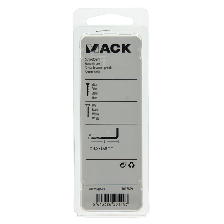 Mack 1017829 - schroefduim staal wit 3 st 4,5 x 60 mm | 10 stuks
