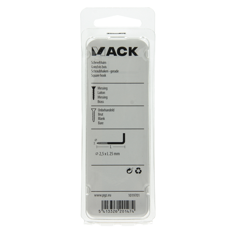 Mack 1019701 - schroefduim messing 7 st 2,5 x 25mm | 10 stuks