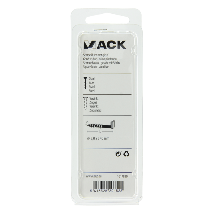 Mack 1017830 - schroefduim met gleuf staal verz. 5 st 5,0 x 40 mm | 10 stuks
