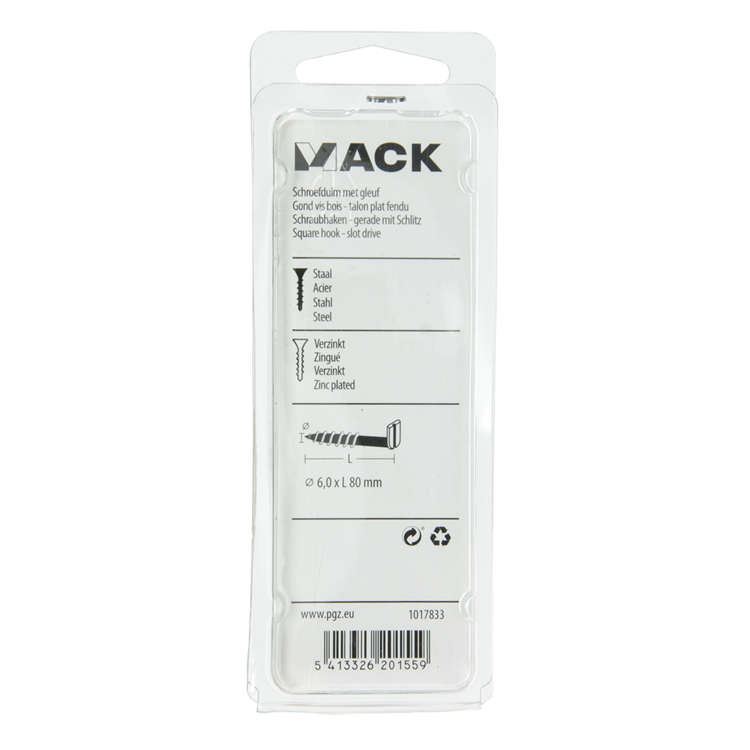 Mack 1017833 - schroefduim met gleuf staal verz. 3 st 6,0 x 80 mm | 10 stuks