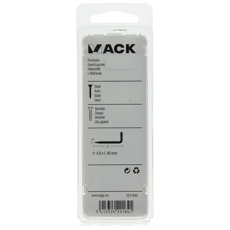 Mack 1017840 - puntduim staal verzinkt 8 st 4,0 x 40 mm | 10 stuks
