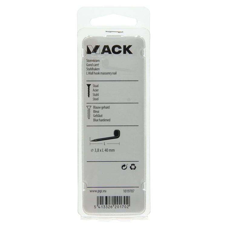 Mack 1019707 - balkhaak geblauwd staal 7 st 3,8 x 40mm | 5 stuks