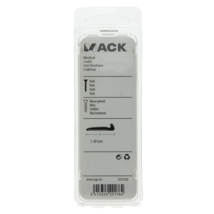 Mack 1019709 - wandhaak staal blauw gehard 8 st 40 mm | 10 stuks