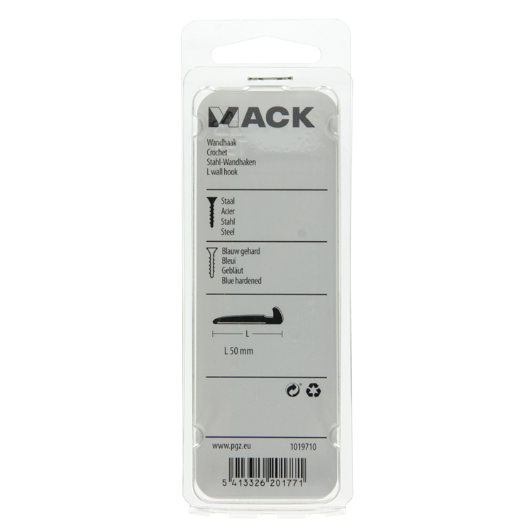 Mack 1019710 - wandhaak staal blauw gehard 6 st 50 mm | 10 stuks