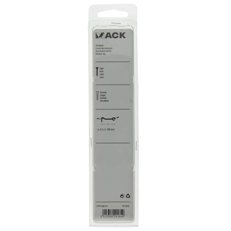 Mack 1017850 - windhaak staal verzinkt 2 st 4,5 x 100 mm | 5 stuks