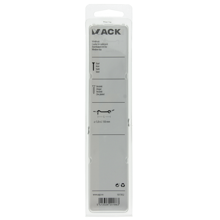 Mack 1017852 - windhaak staal verzinkt 1 st 5,0 x 150 mm | 5 stuks