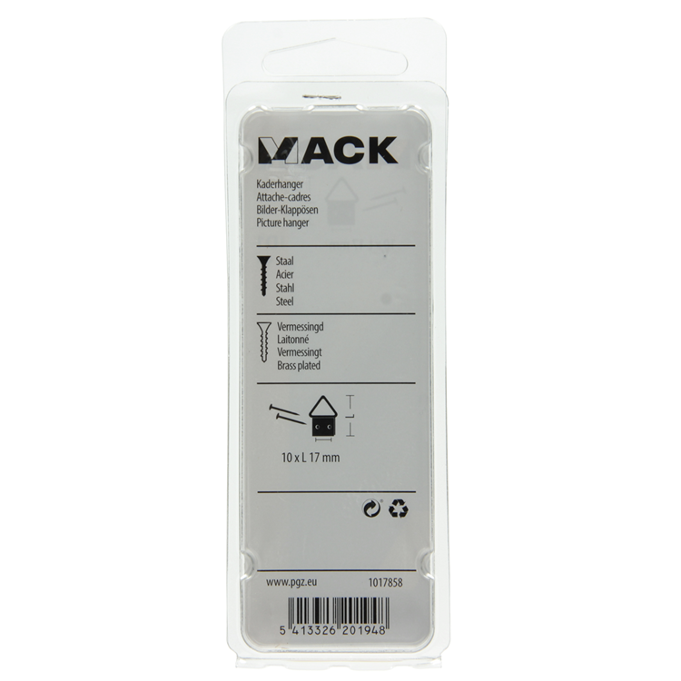 Mack 1017858 - kaderhanger staal vermessingd 6 st 10 x 17 mm | 10 stuks