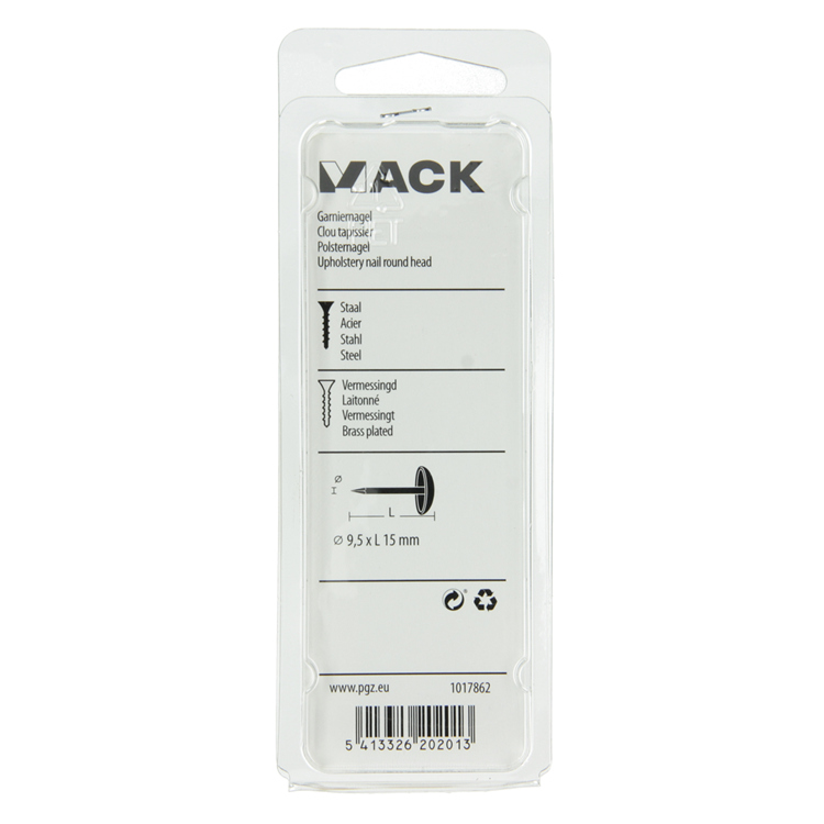 Mack 1017862 - garniernagel staal vermesingd 40 st 9,5 x 15 mm | 10 stuks