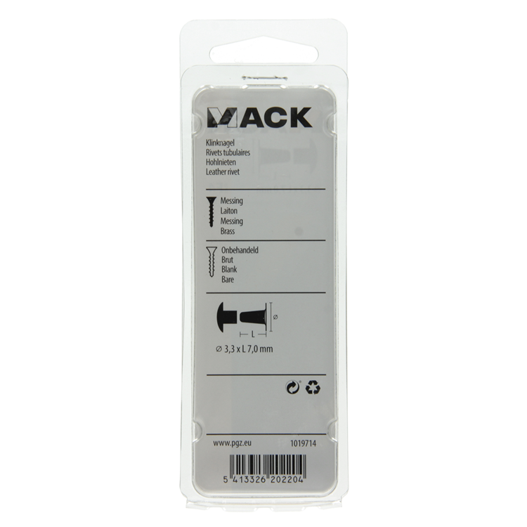 Mack 1019714 - klinknagel messing 11 st 3,3 x 7,0mm | 10 stuks