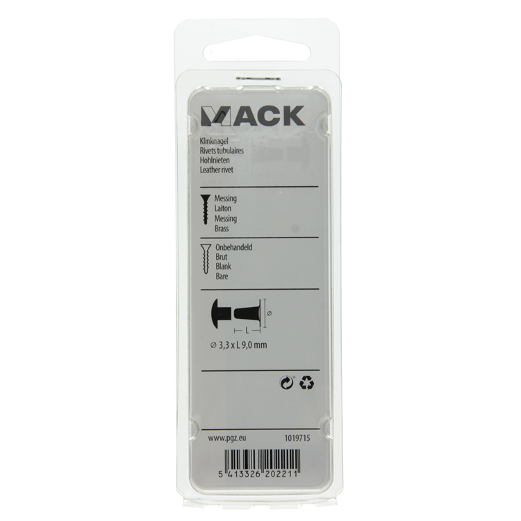 Mack 1019715 - klinknagel messing 10 st 3,3 x 9,0mm | 10 stuks