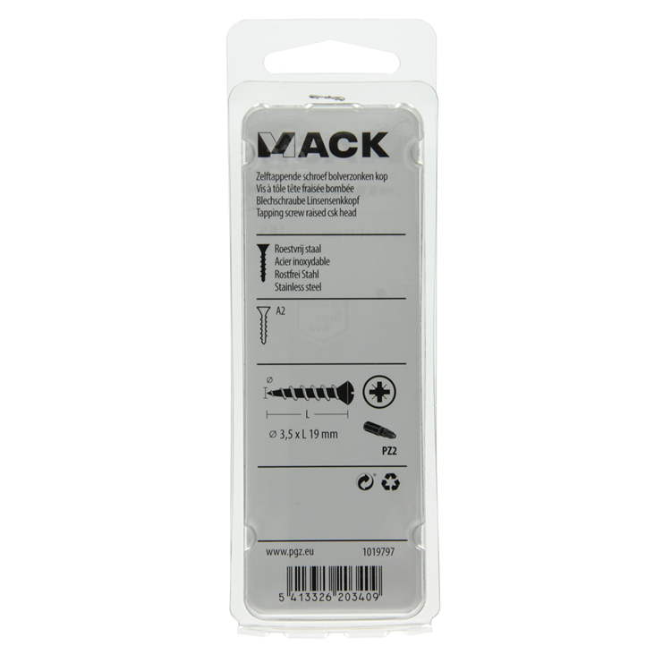 Mack 1019797 - zelftappende schroef bolvz.kopa2 12st 3,5 x 19 mm | 10 stuks