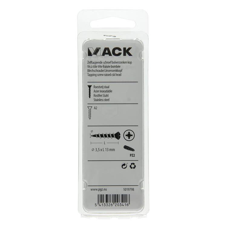 Mack 1019798 - zelftappende schroef bolvz.kopa2 14st 3,5 x 13 mm | 10 stuks