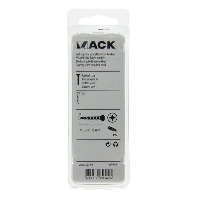 Mack 1019799 - zelftappende schroef bolvz.kopa2 10st 3,5 x 25 mm | 10 stuks