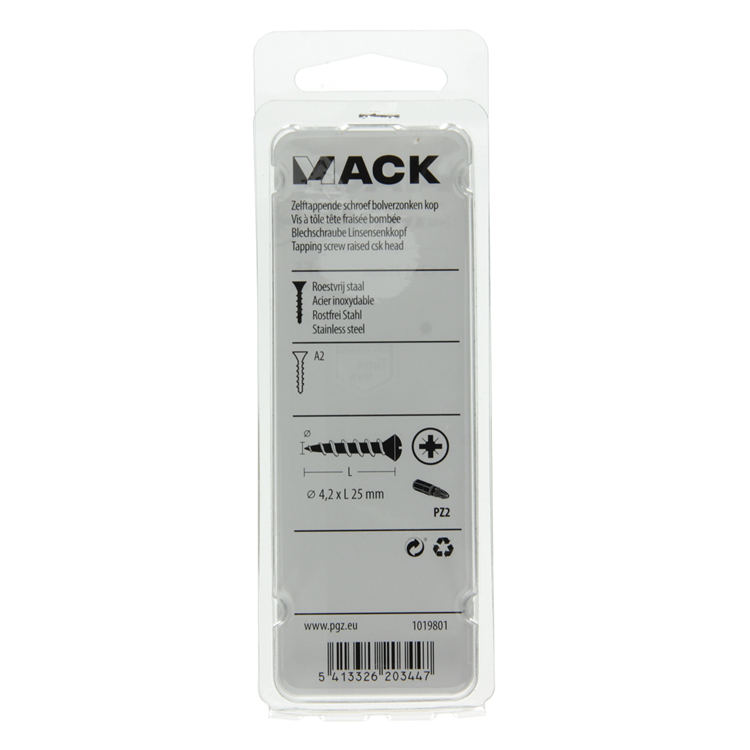 Mack 1019801 - zelftappende schroef bolvz.kopa2 8st 4,2 x 25 mm | 10 stuks