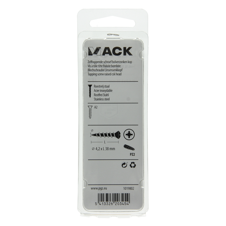 Mack 1019802 - zelftappende schroef bolvz.kopa2 6st 4,2 x 38 mm | 10 stuks