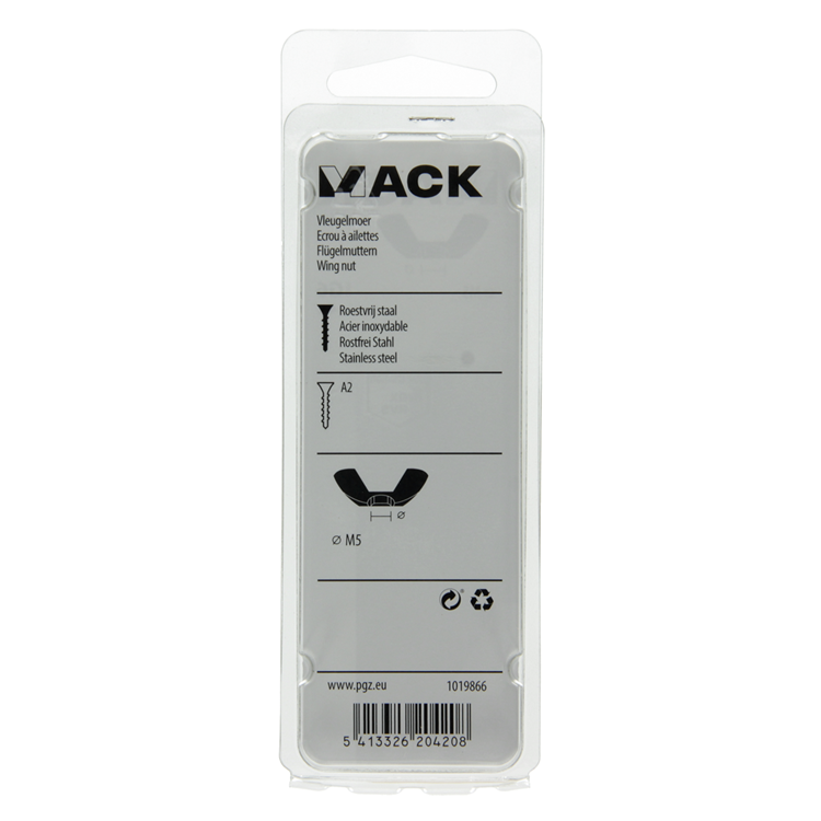 Mack 1019866 - vleugelmoer inox a2 4 st m5 | 10 stuks